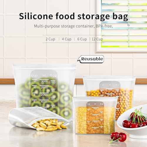 Bangp Premium Silicone Reusable Food Storage Bags,4 Pack