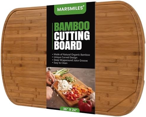 Marsmiles 36x24 Bamboo Cutting Board, Extra Large Wood Cutting Boards
