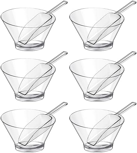Sawysine 12 Pcs Clear Plastic Candy Bowls for Candy Bar Buffet Set