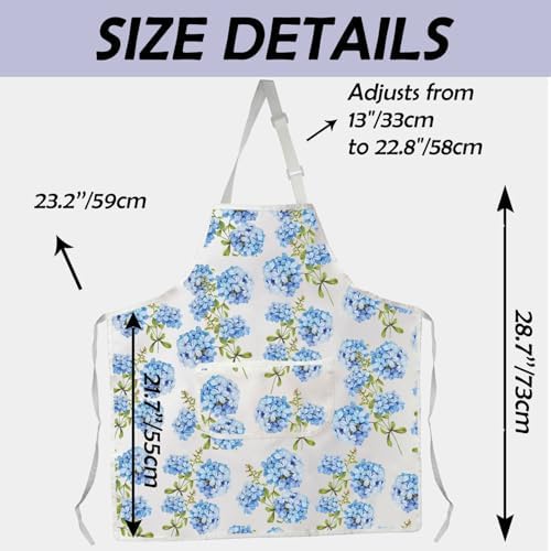 Gzrlyf Hydrangeas Apron Blue Hydrangeas Kitchen Apron Summer Floral