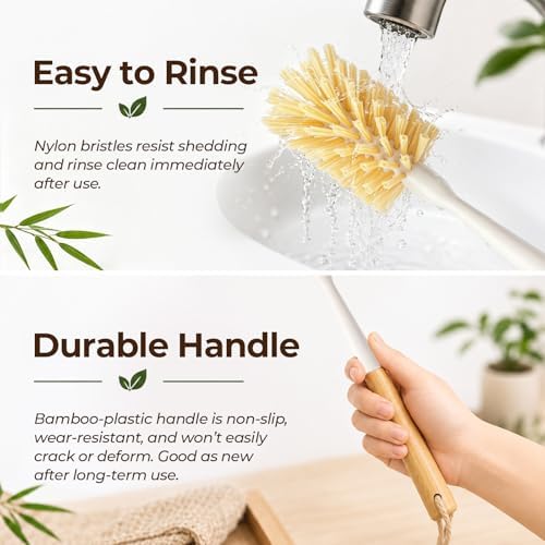 2-Pack 11.4 Inch Bamboo Bottle Brushes