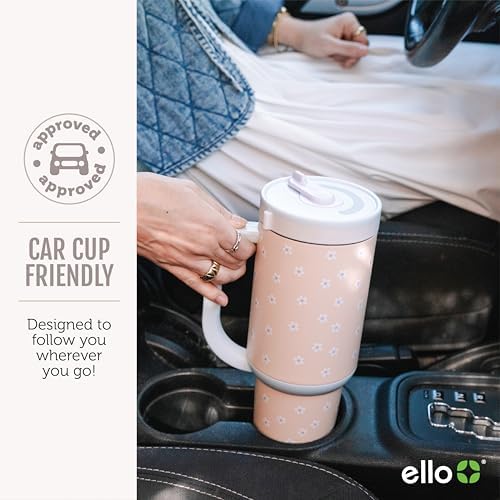 Ello Oasis 40oz Insulated Stainless Steel Tumbler with Straw, Pink