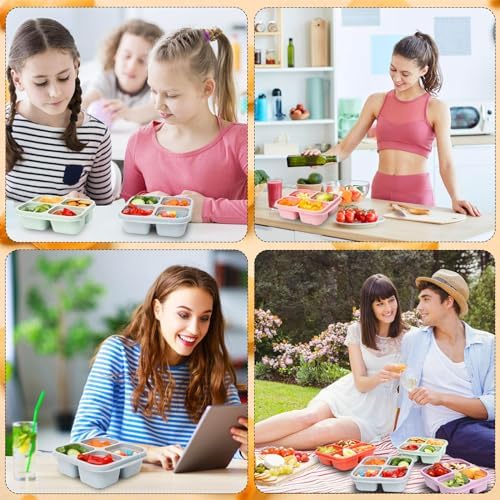 6 Pack Snack Containers, 4 Compartment Snack Box Containers Bento Box