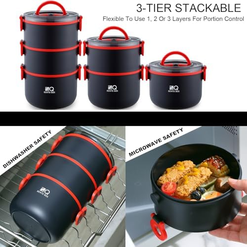 3-Tier Stackable Lunch Box Set with Thermo Bag and Utensils