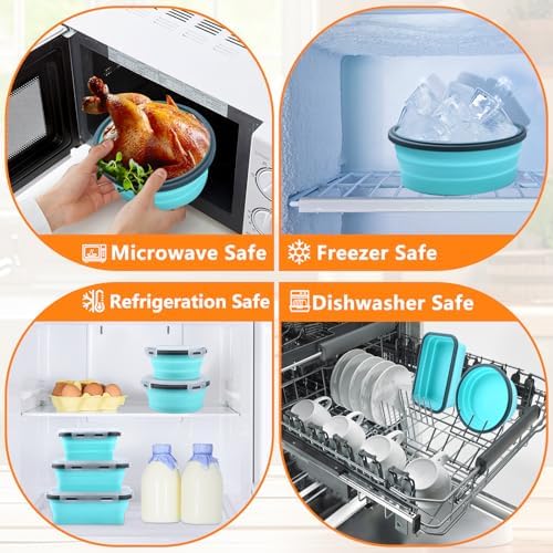 Collapsible Food Storage Containers with Lid & Air Vent, 4 Pack