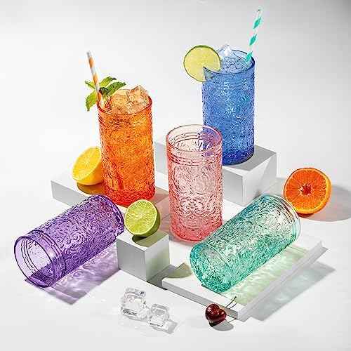 Godinger Cobalt Blue Tall Highball Glasses, Set of 4, 14oz, Jax
