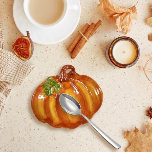 Whaline 6.1 Inch Fall Spoon Rest, 3D Pumpkin Shaped, Harvest Kitchen