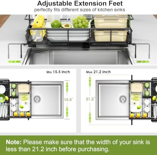 caktraie Dish Drying Rack - Extendable Dish Rack, Drying Rack Kitchen