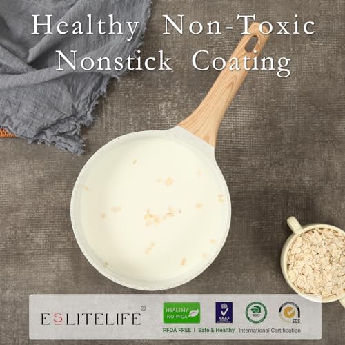 ESLITE LIFE Nonstick Sauce Pan with Lid, 1.5 QT Small Soup Pot