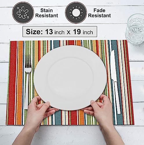 Ruvanti Placemats Set of 6, 100% Cotton Place Mats of 13"x19", Multi