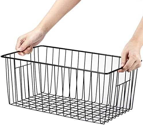 16inch Upright Freezer Organizer Baskets, Pack 3, Black