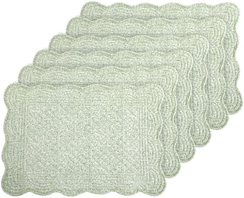 MABOZOO 100% Cotton Quilted Placemats Set of 6,Washable Cloth Table