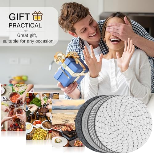 ME.FAN 8 Inch Trivets for Hot Dishs, Cotton Thread Weave Trivets 8 Set