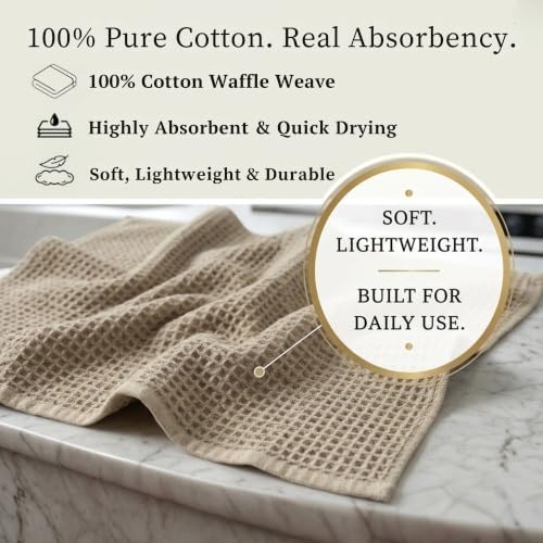 6-Pack Kitchen Towel Set with Wall Hooks, 100% Cotton
