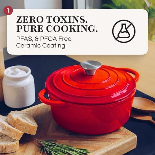 GOURMETIFIC® Cast Iron Cookware Set Enameled Dutch Oven Skillet Pots