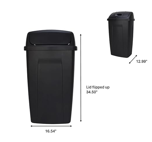 13 Gallon Kitchen Trash Can, Durable Plastic Waste Bin - Image 3