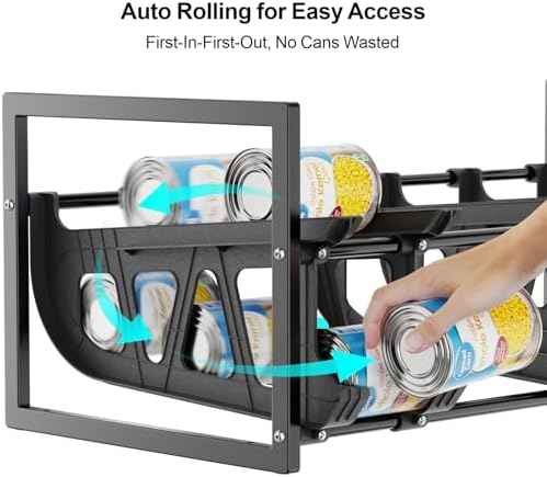 iSPECLE Can Organizer for Pantry - Auto-Rolling, Expands to Hold 60 Cans