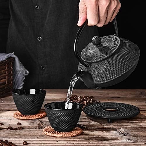 Velaze Cast Iron Teapot Set with Infuser,Japanese Style,2