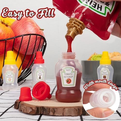 8 Pcs Mini Ketchup Bottle, Portable Mini Condiments Squeeze Bottle