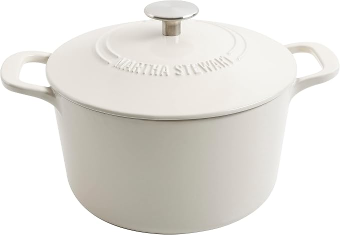 MARTHA STEWART Gatwick 7-Quart Enamel Cast Iron Dutch Oven – Linen Color by MarthaStewart