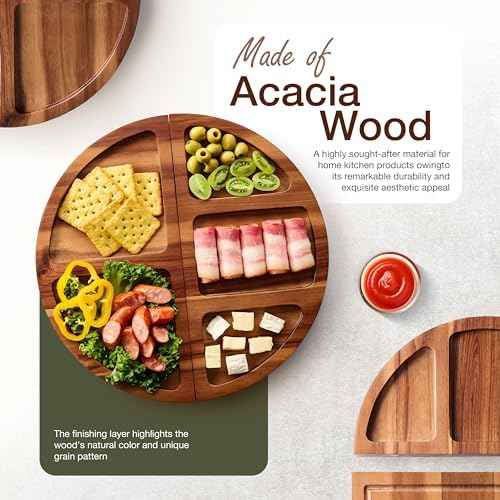 TIDITA 30" Large Acacia Wood Charcuterie Board with 4 Knives Set, Magnetic