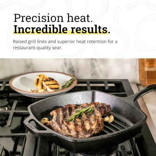 Lodge Square Cast Iron Grill Pan, PFAS-Free, 10.5 Inches
