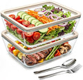 2 Pack 11Cups/ 89 oz Large Glass Food Storage Containers with Lids