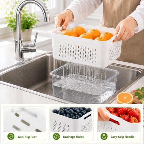 UFORU 4 Pack Fruit Storage Containers for Fridge