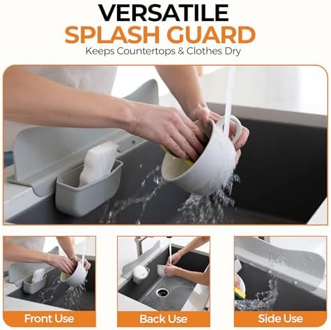 MACMED Silicone Sink Splash Guard with Sponge Holder for Kitchen