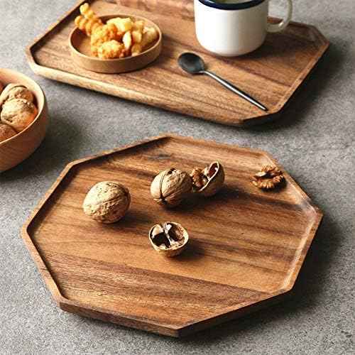 2 Acacia Wooden Trays Serving Platter Cheese Veggie Round Charcuterie Board