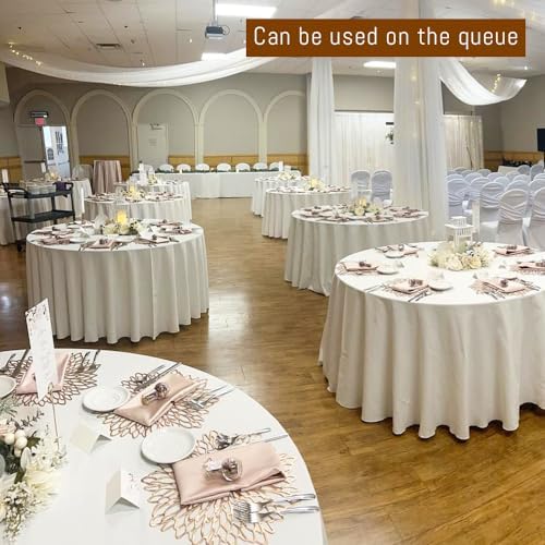 10 Pack White Round Tablecloths, 120 Inch Stain Resistant and Wrinkle