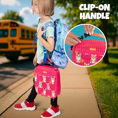 Bentology Kids Insulated Lunch Bag Set with 13 oz Food Jar and Ice