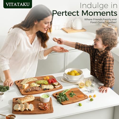 Bamboo Cutting Board Set, Wood Cutting Boards for Kitchen