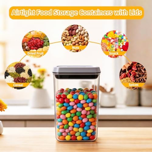 Pop Push Button Airtight Food Storage Containers with Lids