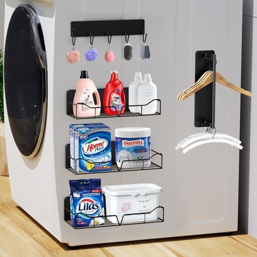 5 Pack Black Magnetic Shelves for Washing Machine and Fridge
