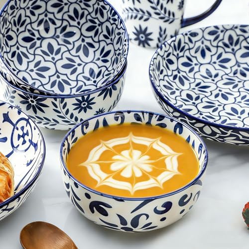 Soup Bowls, 28 Ounce Ceramic Cereal Bowls Set of 6