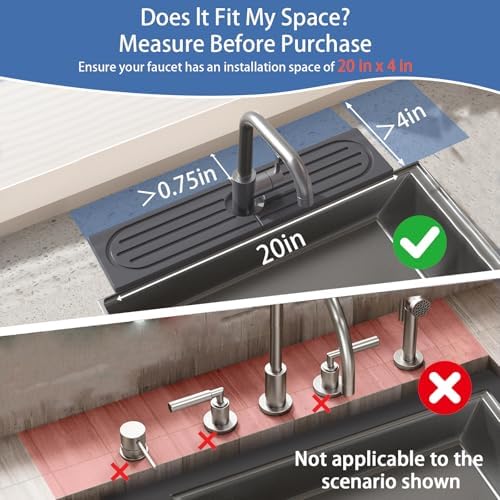 Fast Drying Stone Faucet Mat for Kitchen Sink with Raised Feet, Water