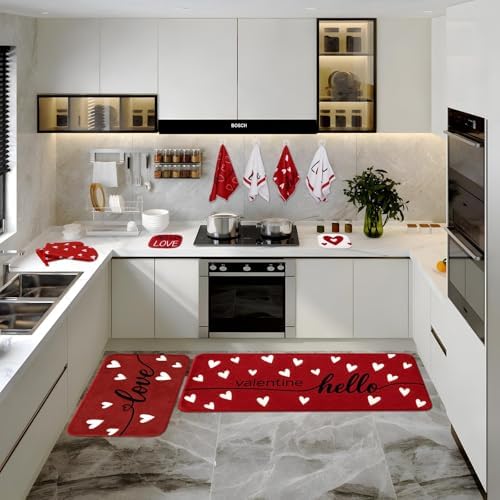 Tieshankao 10Pcs Valentines Day Kitchen Decor Set Towels Pot Holders