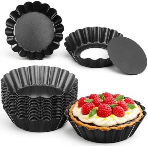 24 Pcs Mini Tart Pans with Removable Bottom, 3 Inch Round Nonstick