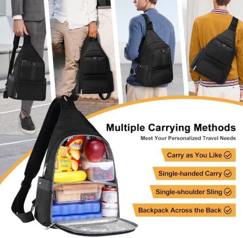 Crossbody Lunch Backpack, Double Deck Large Insulated leakproof