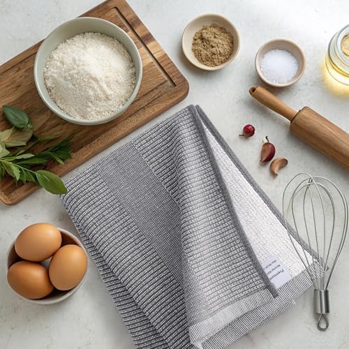 Mordimy Premium Large Cotton Kitchen Towels (18"x 28", 6 Pack), Grey