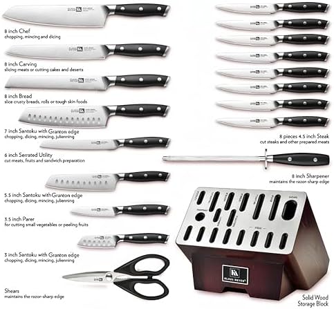 Klaus Meyer Stahl 19-Piece German Steel Knife Block Set