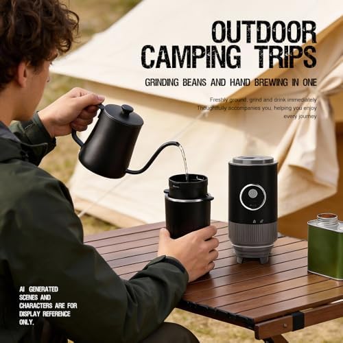 Portable All-in-One American Coffee Maker with Burr Grinder