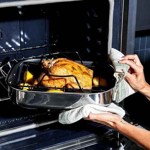 HexClad Hybrid 14 x 10 Inch Rectangular Nonstick Roasting Pan with Rack