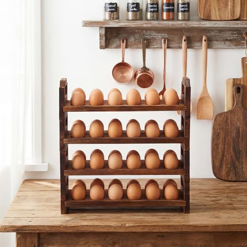 LemonRoad 4-Tier Wooden Egg Holder, Pine