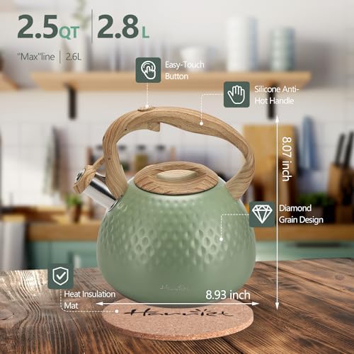 harriet Stainless Steel Whistling Tea Kettle, 2.5QT