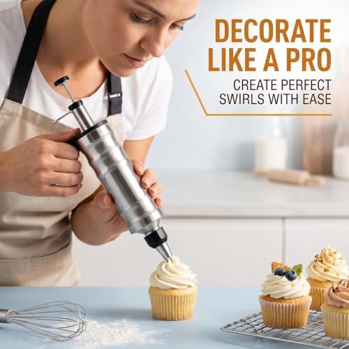 Cake Decorating Syringe Set–Icing piping kit with Piping Bags and Tips
