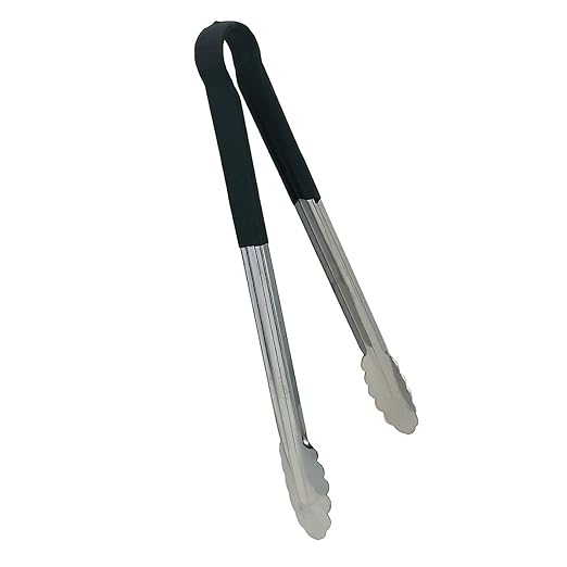 Update International TOPP-12 Stainless Steel Black Spring Tongs 12", PVC Which by Update+International