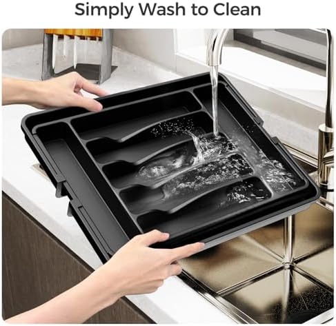 ukeetap Extra Large Expandable Silverware Organizer, Flatware Tray