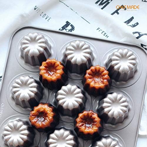 CHEFMADE Canele Mold Cake Pan, 12-Cavity Non-Stick Canele Muffin